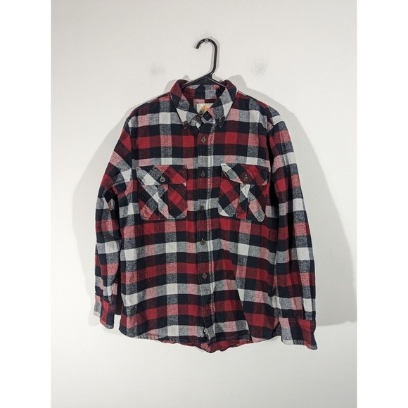 Field & Stream Red Black Flannel Checkered Long Sleeve Button Shirt Men Size M - Picture 1 of 5